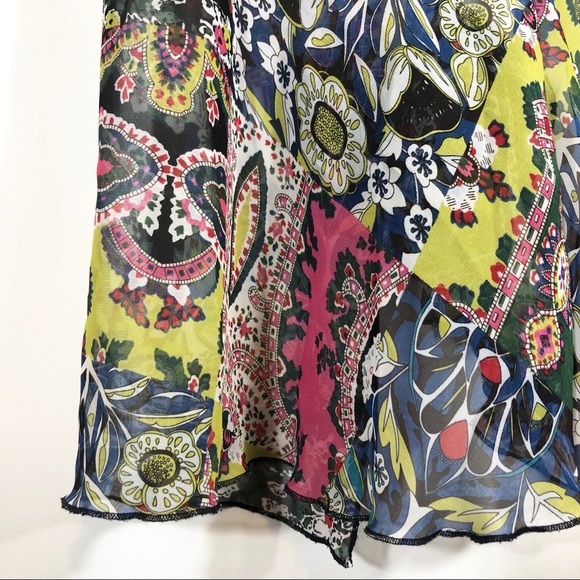 CAbi sheer paisley ruffle tie front kimono top. M - Picture 7 of 8